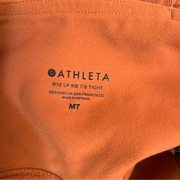 Athleta Rust Rise Up Rib 7/8 Yoga Fitness Pant Med Tall - Picture 8 of 10